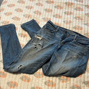 Women's Blue Distressed Skinny Jeans